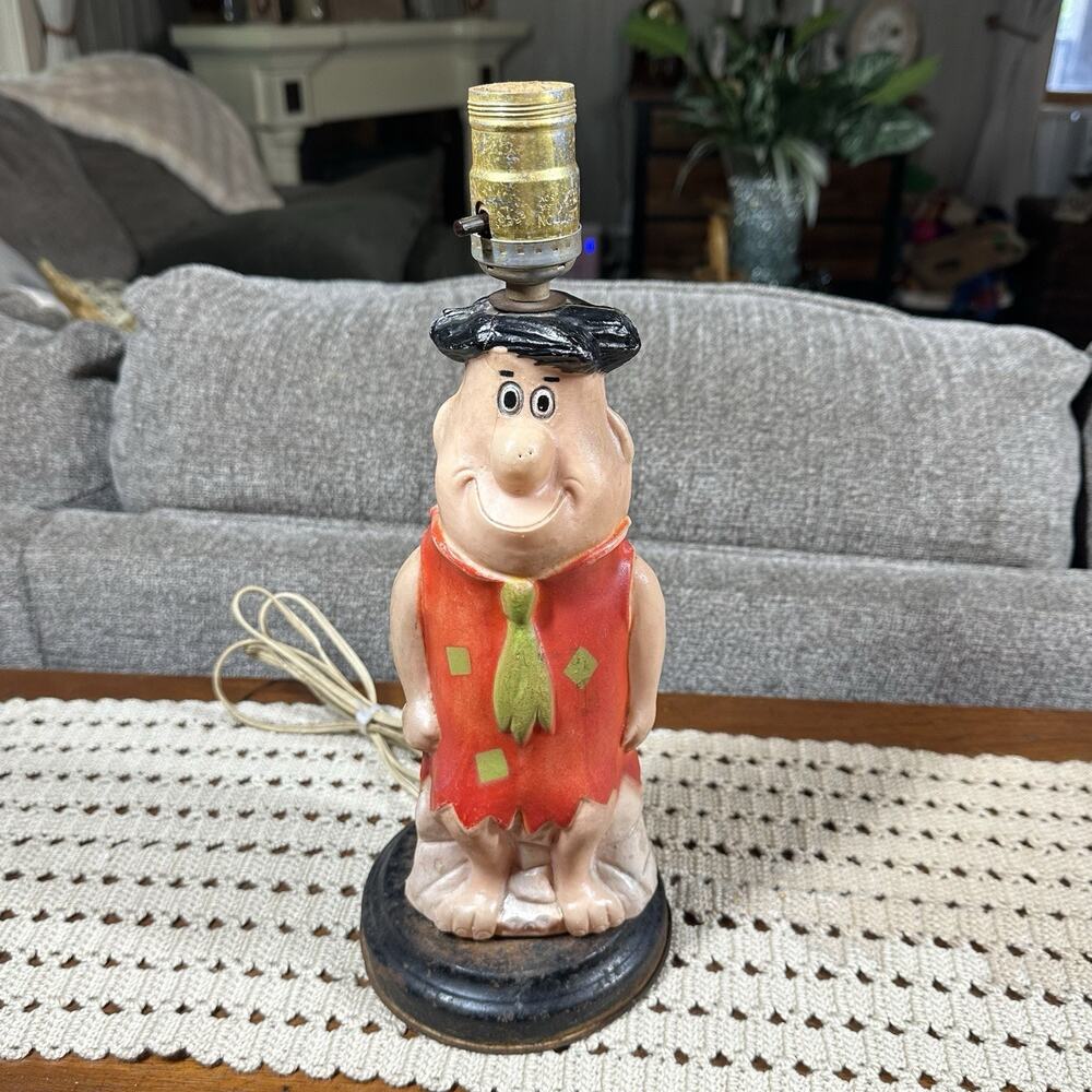 Vtg 60s Fred Flintstone Blow Mold Figural Lamp 1961 Hanna-Barbera WORKS!
